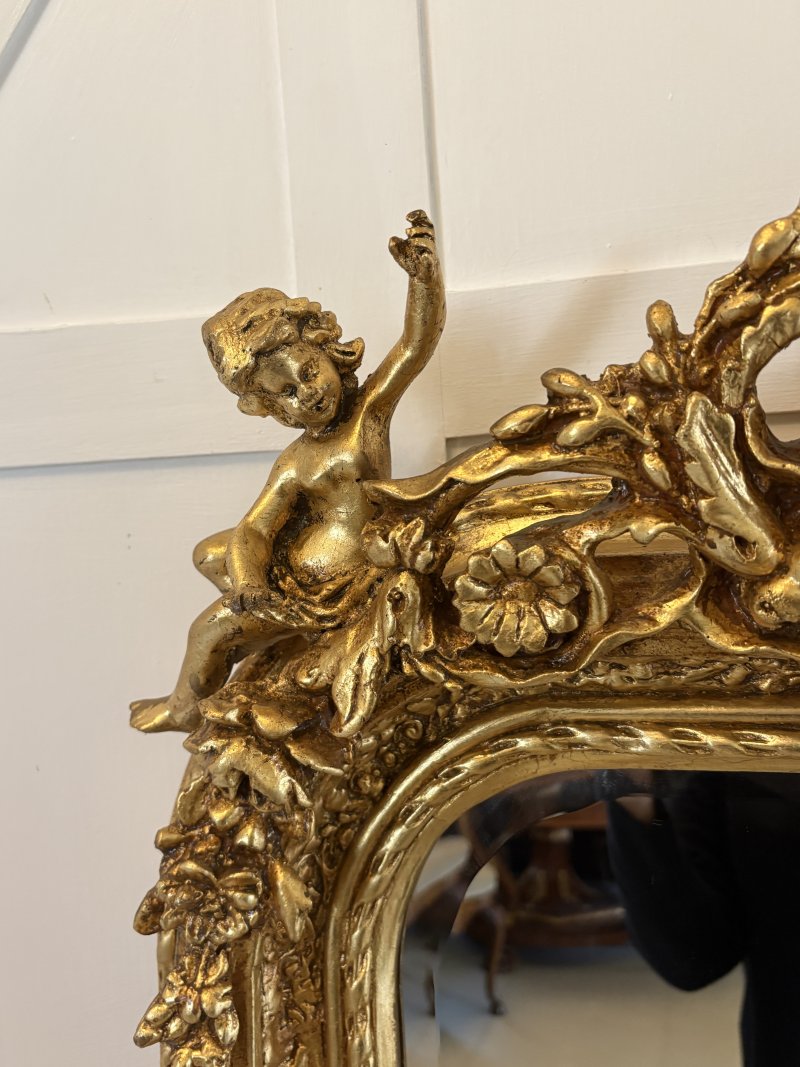 Outstanding Quality Antique Edwardian Carved Gilded Frame Wall Mirror - Image 5